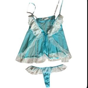 The escante collection 2 piece set babydoll top and thong corset lace up sexy